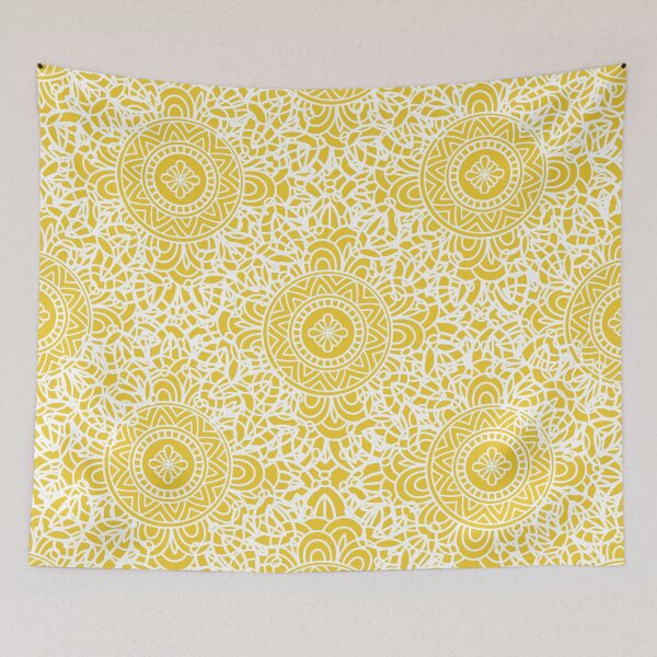 Item preview, Turmeric Yellow & White Zentangle Mandala Pattern designed and sold by MysticMagpie.