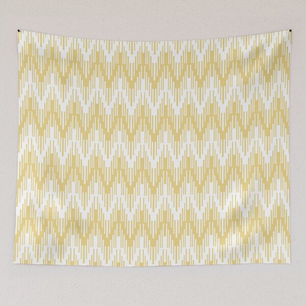 Aperçu de l'œuvre Yellow and White Striped Chevron Ripple Pattern Pairs DE 2022 Popular Color Gatsby Glitter DET496 créée et vendue par ColorOfTheYears.