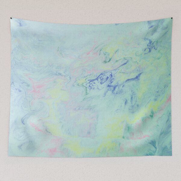 Item preview, Vibrant colorful original ink marbling textile print design designed and sold by crimsonbamboo.