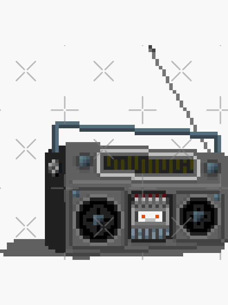 "Retro Boombox Pixel Art" Sticker by Pixelofpaper Redbubble