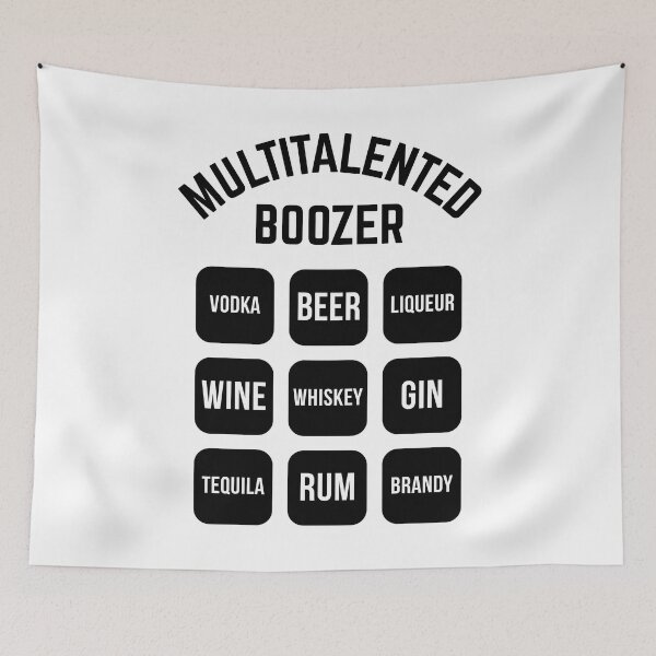 Item preview, Multitalented Boozer (Drinking Alcohol / Black) designed and sold by MrFaulbaum.