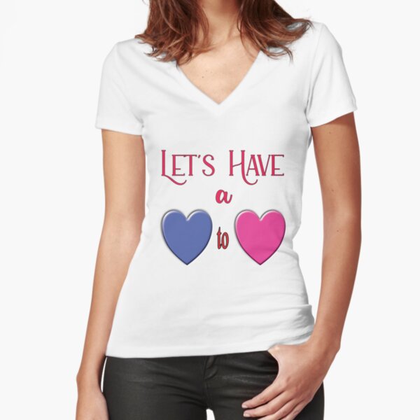 Heart to Heart on Valentines Day Fitted V-Neck T-Shirt