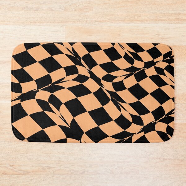 Artikelvorschau, Black and Orange Distorted Checkerboard Pattern Pairs DE 2022 Popular Color Market Melon DE5199 entworfen und verkauft von ColorOfTheYears.