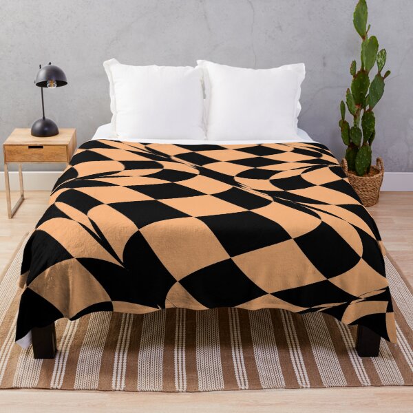 Artikelvorschau, Black and Orange Distorted Checkerboard Pattern Pairs DE 2022 Popular Color Market Melon DE5199 entworfen und verkauft von ColorOfTheYears.