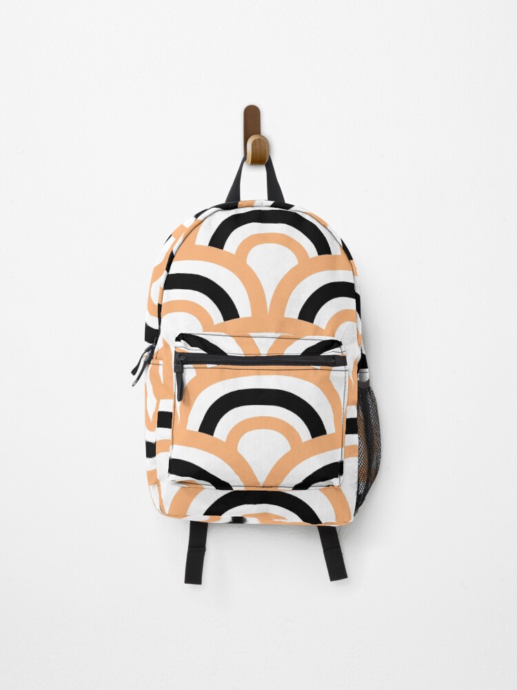 Thumbnail 1 von 3, Rucksack, Orange Black White Abstract Scallop Pattern Pairs DE 2022 Popular Color Market Melon DE5199 designt und verkauft von ColorOfTheYears.