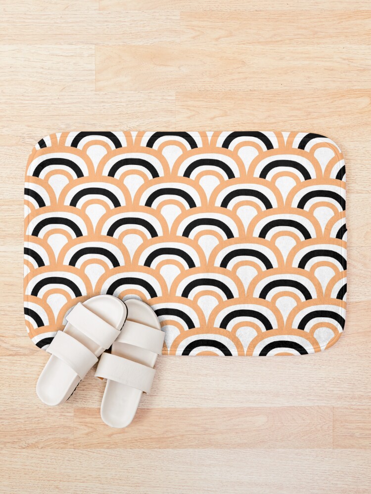 Thumbnail 1 von 6, Badematte, Orange Black White Abstract Scallop Pattern Pairs DE 2022 Popular Color Market Melon DE5199 designt und verkauft von ColorOfTheYears.