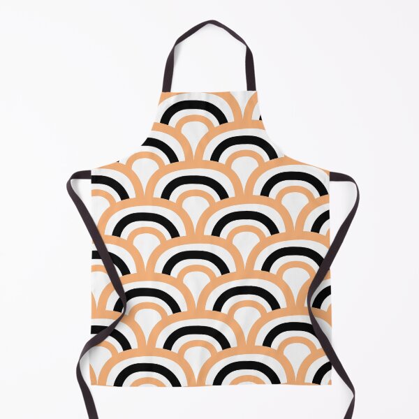 Artikelvorschau, Orange Black White Abstract Scallop Pattern Pairs DE 2022 Popular Color Market Melon DE5199 entworfen und verkauft von ColorOfTheYears.