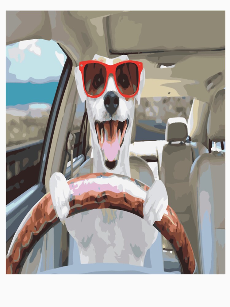 dog driving a car-funny white lie shirt ideas, for dogs or animals lovers '  Essential T-Shirt for Sale by yiddyai