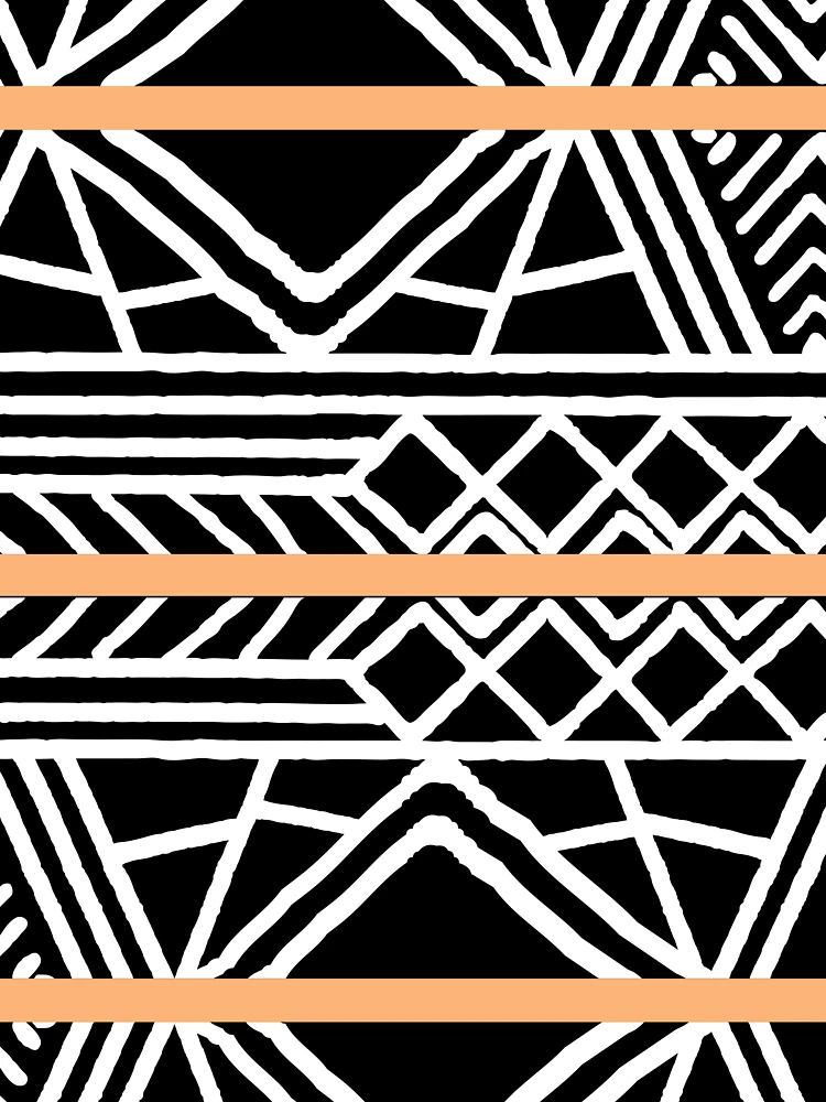 Thumbnail 6 von 6, Leichter Pullover, Orange Black White Mud Cloth Stripe Pattern Pairs DE 2022 Popular Color Market Melon DE5199 designt und verkauft von ColorOfTheYears.