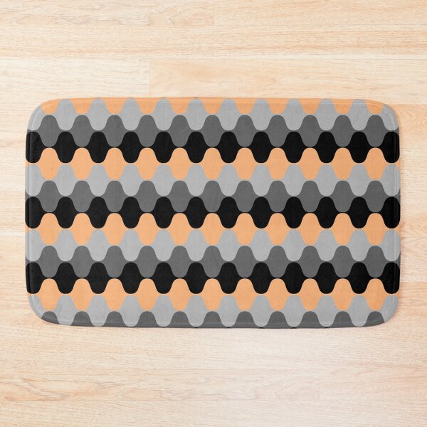 Artikelvorschau, Orange Gray and Black Retro Wavy Stripe Pattern Pairs DE 2022 Popular Color Market Melon DE5199 entworfen und verkauft von ColorOfTheYears.