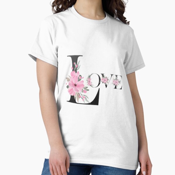 Item preview, Love text with pink flowers  designed and sold by Dream70.