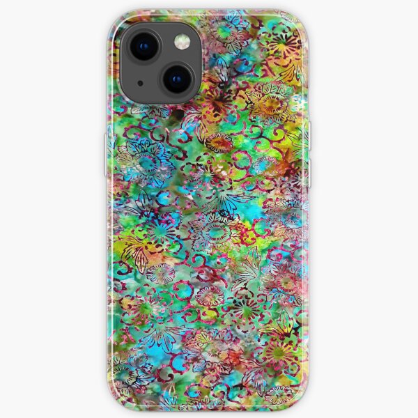 Niedliche grüne Türkis-Bali-Batik-T-Shirts, Bali-Batik-Leggings, Bali-Batik-Kissen, Bali-Batik-Masken, Bali-Batik-iPhone-Hüllen, Bali-Batik-Laptop-Hüllen, Geburtstagsgeschenke für ihn, Batik-Liebhaber-Geschenke. iPhone Flexible Hülle