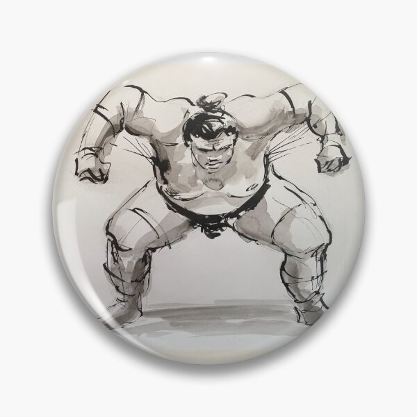 Aperçu de l'œuvre Sumo #9 - Peinture à l'encre de lutteur de sumo sur papier créée et vendue par Rebecca Rees.