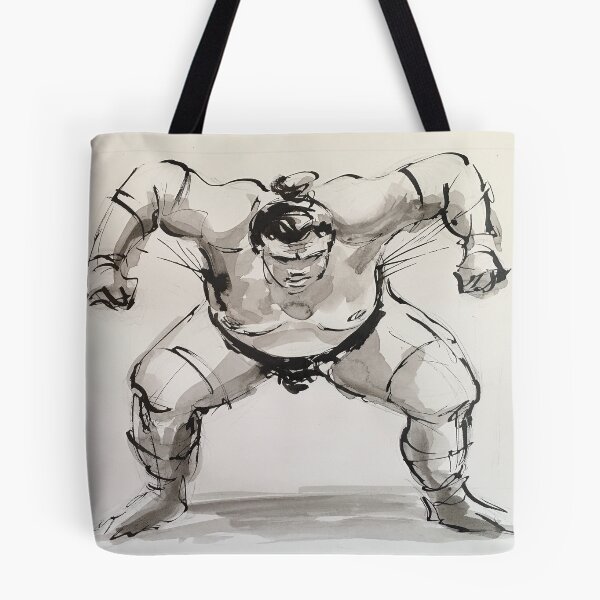 Item preview, Sumo #9 - Sumo wrestler ink wash painting on paper designed and sold by Rebecca Rees.