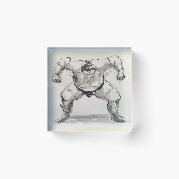 Item preview, Sumo #9 - Sumo wrestler ink wash painting on paper designed and sold by Rebecca Rees.