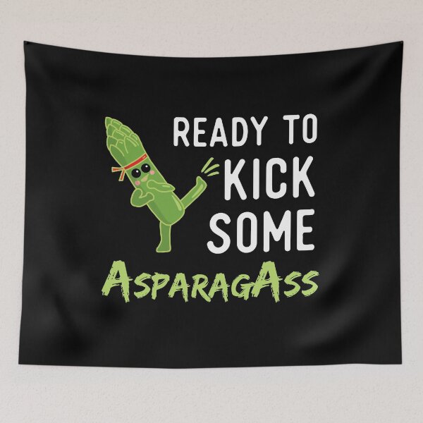 Item preview, Ready To Kick Some AsparagAss Kawaii Asparagus Pun designed and sold by sunburstdesigns.