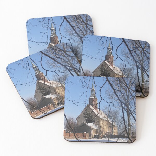 Item preview, Village Historic Building Polish Church Photograph in Snow  designed and sold by DappleDesign.