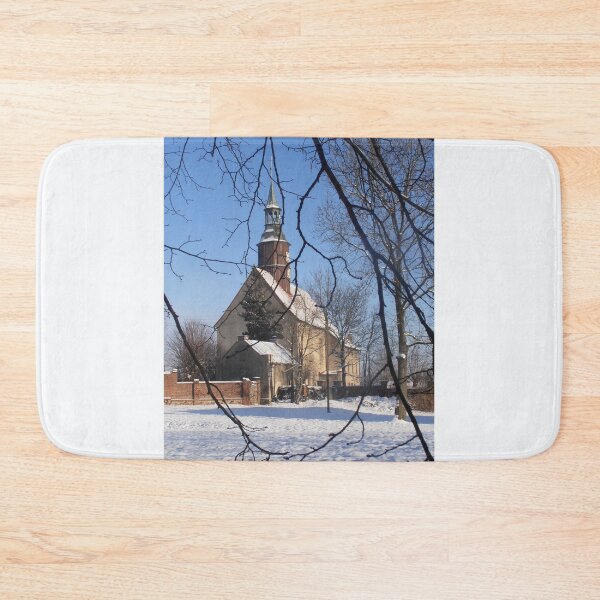 Item preview, Village Historic Building Polish Church Photograph in Snow  designed and sold by DappleDesign.