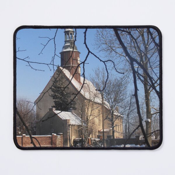 Item preview, Village Historic Building Polish Church Photograph in Snow designed and sold by DappleDesign.