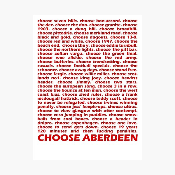 Choose Aberdeen. Photographic Print