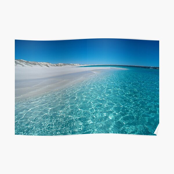 Blue Water, White Sand Beach and Blue Sky, Ningaloo Reef, Western Australia Poster
