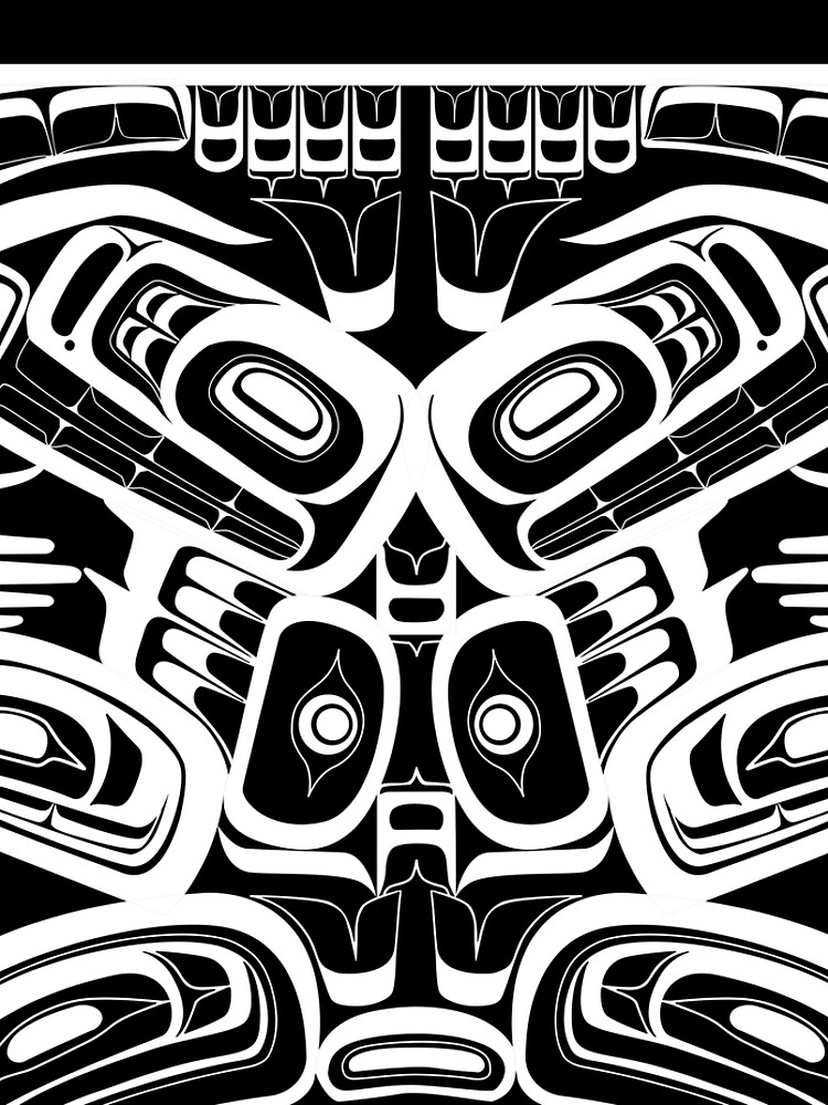 White Totem Native Formline Design Orca Bear Raven Leggings Designed ...
