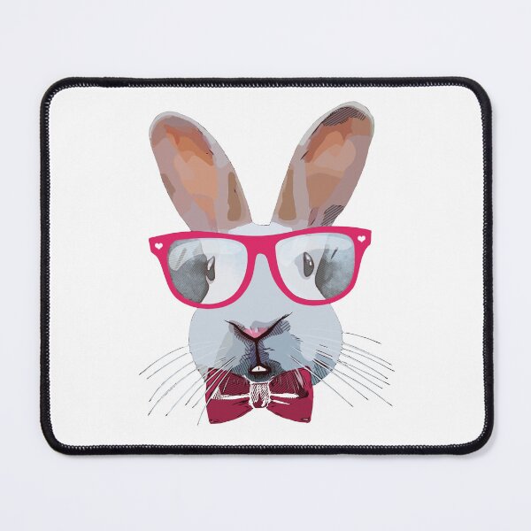 Item preview, Rabbit bunny glasses and red papillon Watercolor designed and sold by Collagedream.