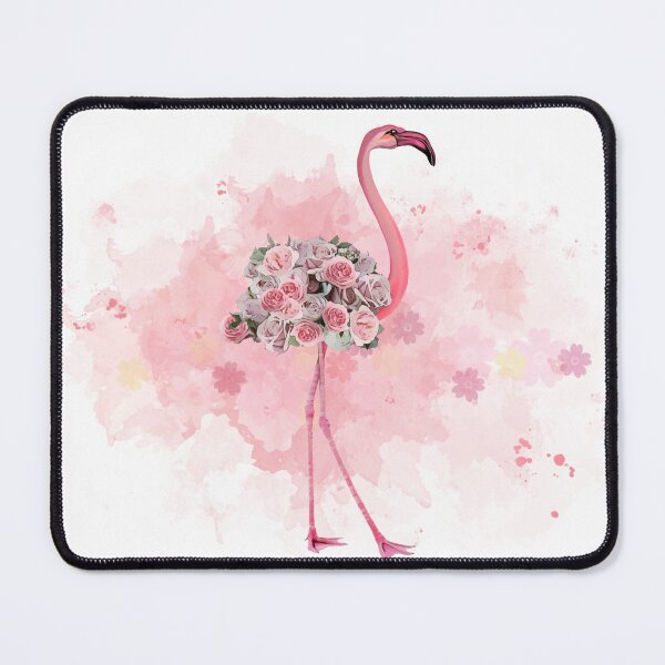 Item preview, Flamingo and Pink roses flowers watercolor designed and sold by Collagedream.