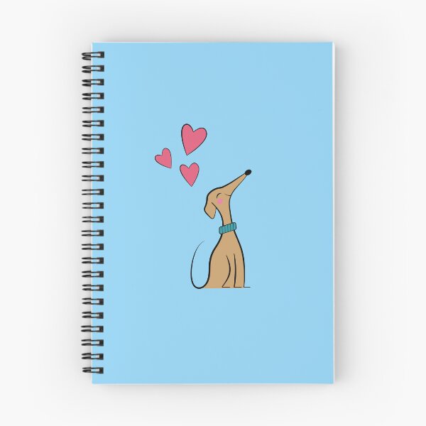 Item preview, Drawing of a greyhound in love with blue background and hearts designed and sold by Martapp.
