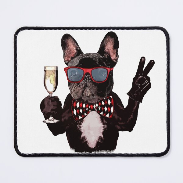 Item preview, French bulldog and wine cheers designed and sold by Collagedream.