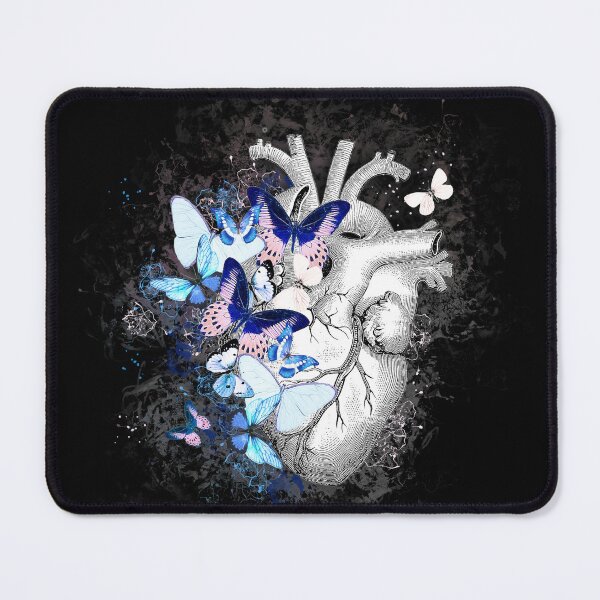 Item preview, Human Heart and blue butterflies, watercolor drawing designed and sold by Collagedream.
