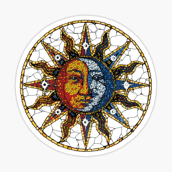 Celestial Mosaic Sun and Moon COASTER Sticker
