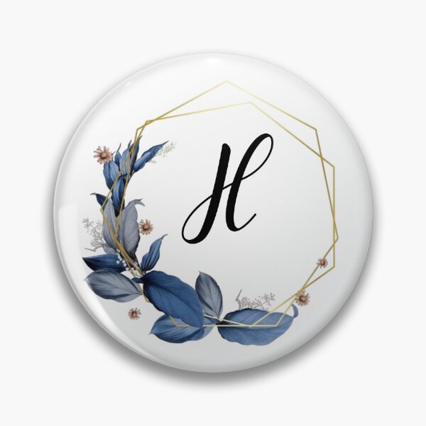 Item preview, Monogram Gold Frame with Blue Leaves | Monogram Letter H designed and sold by JustSeasons.