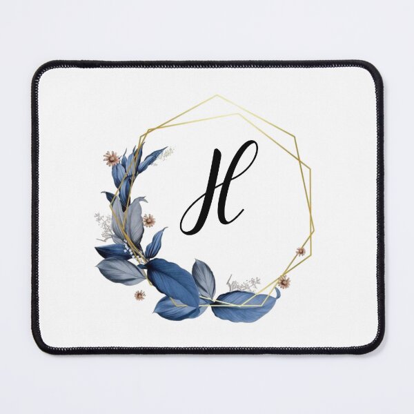 Item preview, Monogram Gold Frame with Blue Leaves | Monogram Letter H designed and sold by JustSeasons.