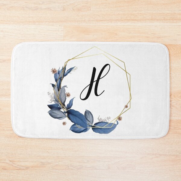 Item preview, Monogram Gold Frame with Blue Leaves | Monogram Letter H designed and sold by JustSeasons.