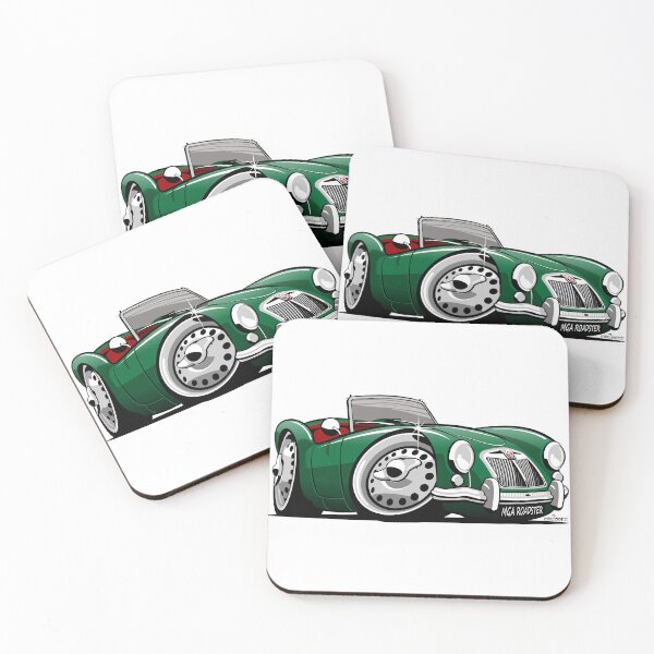 Artikelvorschau, MG MGA Roadster Karikatur grün entworfen und verkauft von car2oonz.