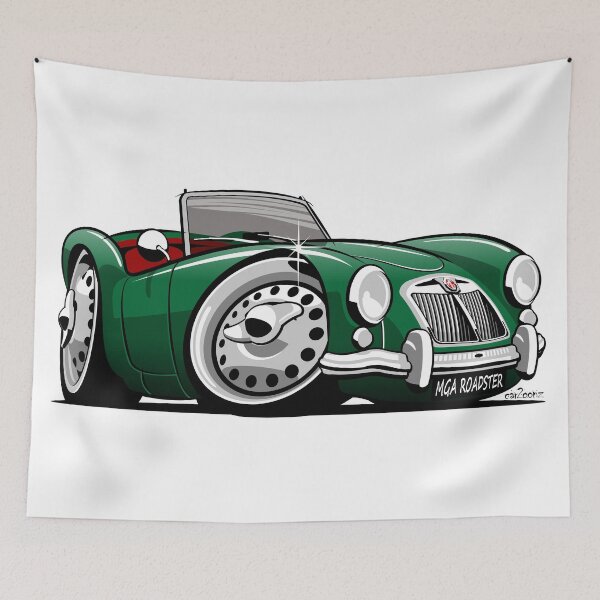 Item preview, MG MGA roadster caricature green designed and sold by car2oonz.