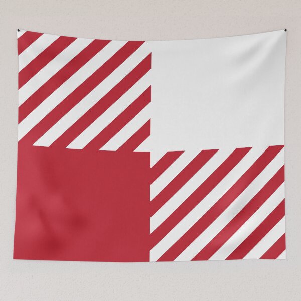 Item preview, White and Red Large Gingham Checked Square Lines Geometric Shape designed and sold by Moyanana.