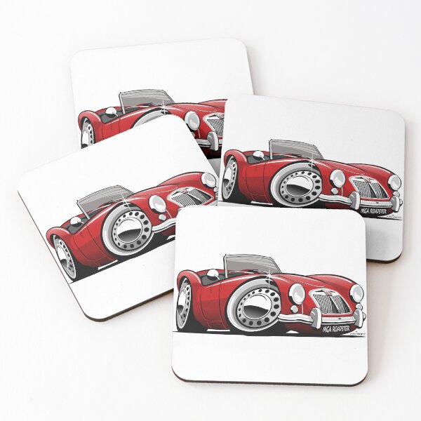 Artikelvorschau, MG MGA Roadster Karikatur rot entworfen und verkauft von car2oonz.