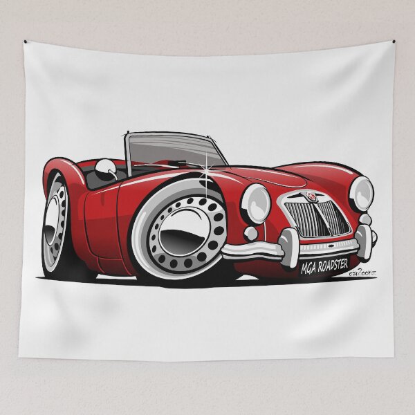 Item preview, MG MGA roadster caricature red designed and sold by car2oonz.