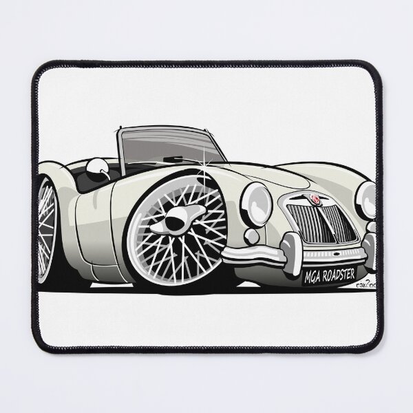 Artikelvorschau, MG MGA Roadster Karikatur weiß entworfen und verkauft von car2oonz.