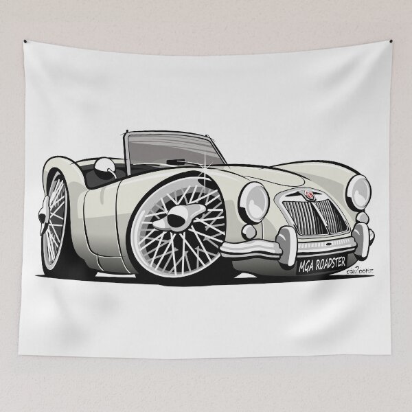 Item preview, MG MGA roadster caricature white designed and sold by car2oonz.