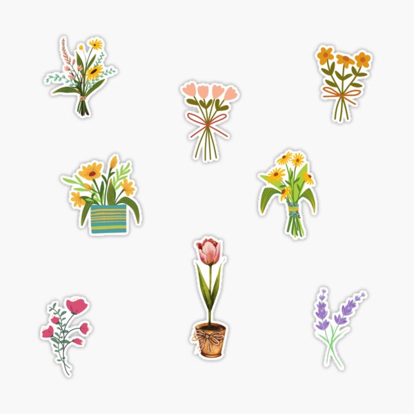 Mixed Summer Garden Flowers Sticker for Sale by silviaol