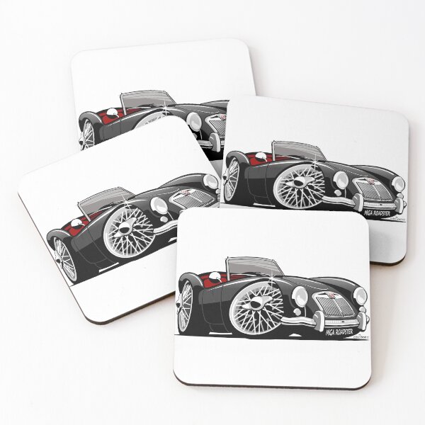 Artikelvorschau, MG MGA Roadster Karikatur schwarz entworfen und verkauft von car2oonz.