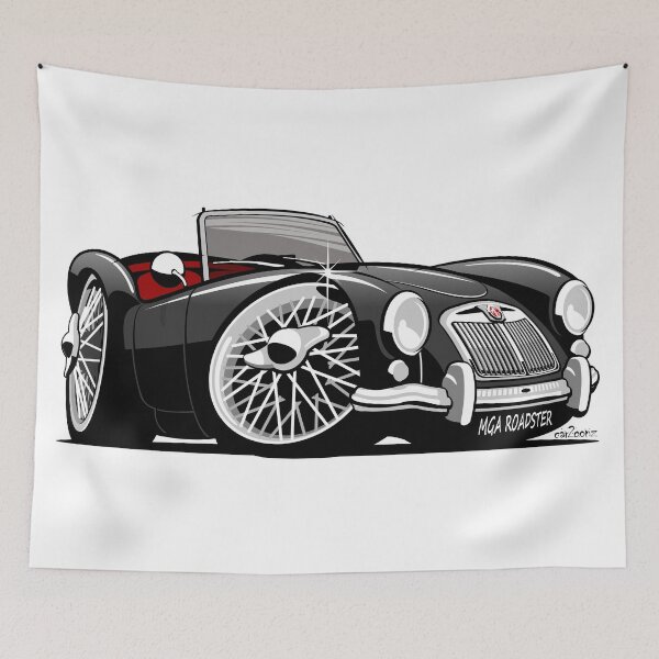 Item preview, MG MGA roadster caricature black designed and sold by car2oonz.