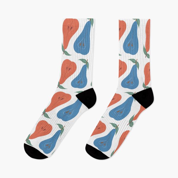 Item preview, Seamless pear pattern. Hand draw illustration blue and coral colour on white background. designed and sold by Deviarty.