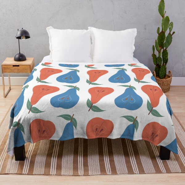 Item preview, Seamless pear pattern. Hand draw illustration blue and coral colour on white background. designed and sold by Deviarty.