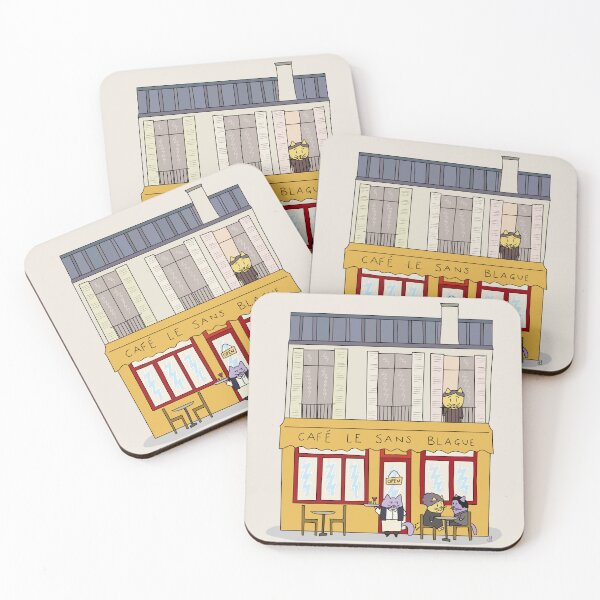 Item preview, Cafe le sans blague in the French Dispatch, with cats! designed and sold by illustrations by debs.