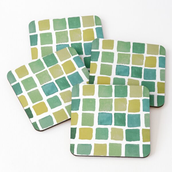 Item preview, Green watercolor tiles pattern designed and sold by Laura_S _13.