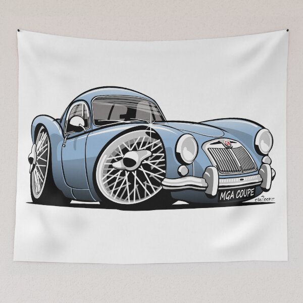 Artikelvorschau, MG MGA Coupé Karikatur blau entworfen und verkauft von car2oonz.